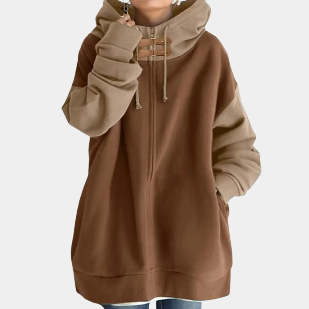 Nadine - Oversized Zip Hoodie — Dark brown