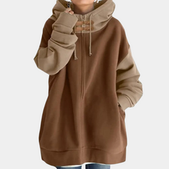 Nadine - Oversized Zip Hoodie — Dark brown