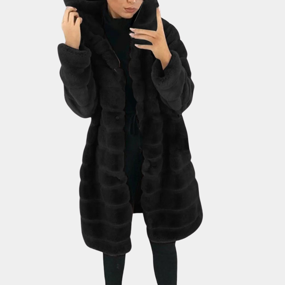 Davina - Long Faux Fur Coat — Black