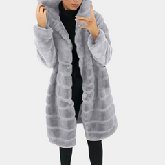 Davina - Long Faux Fur Coat — Grey