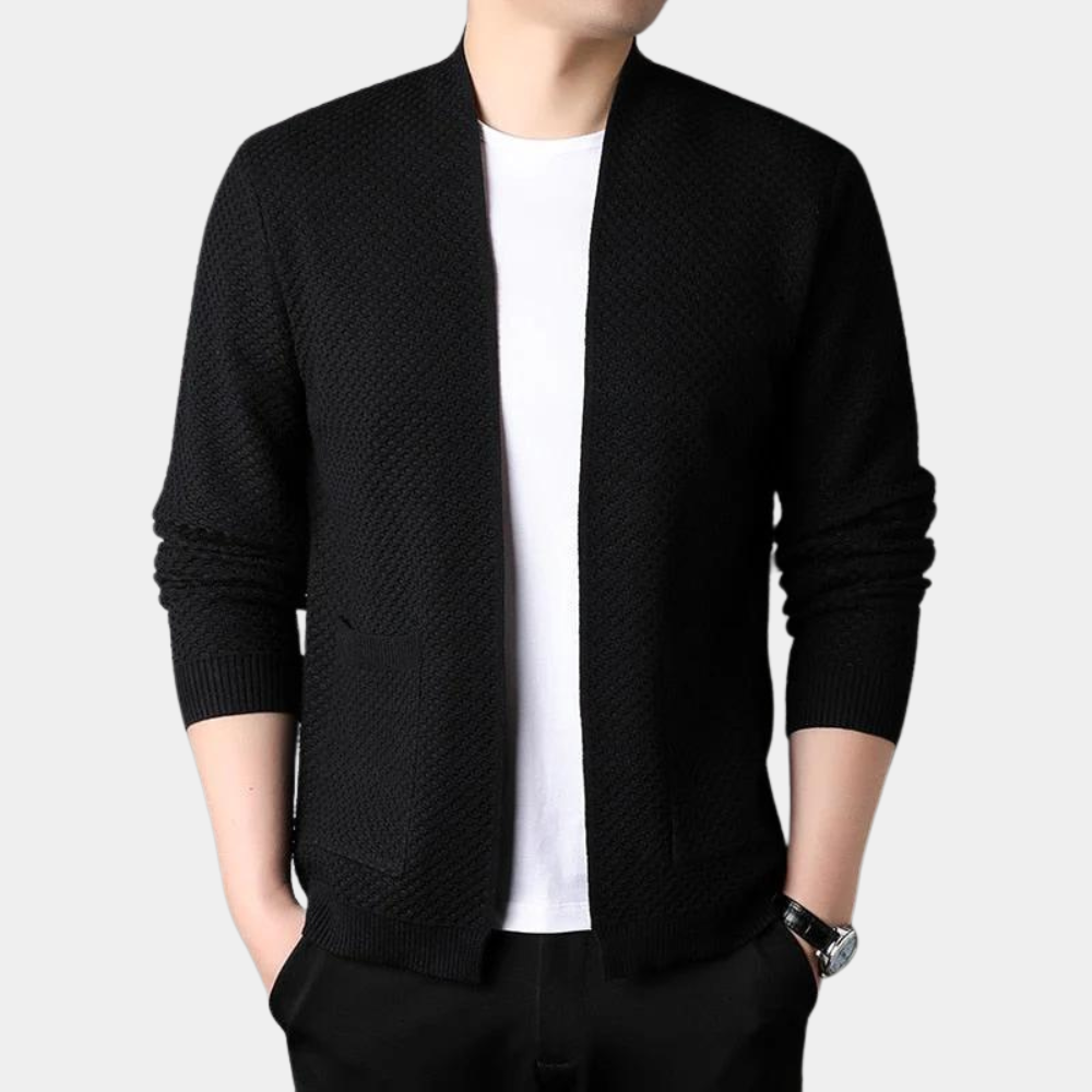 Jesse - Open Knit Cardigan — Black
