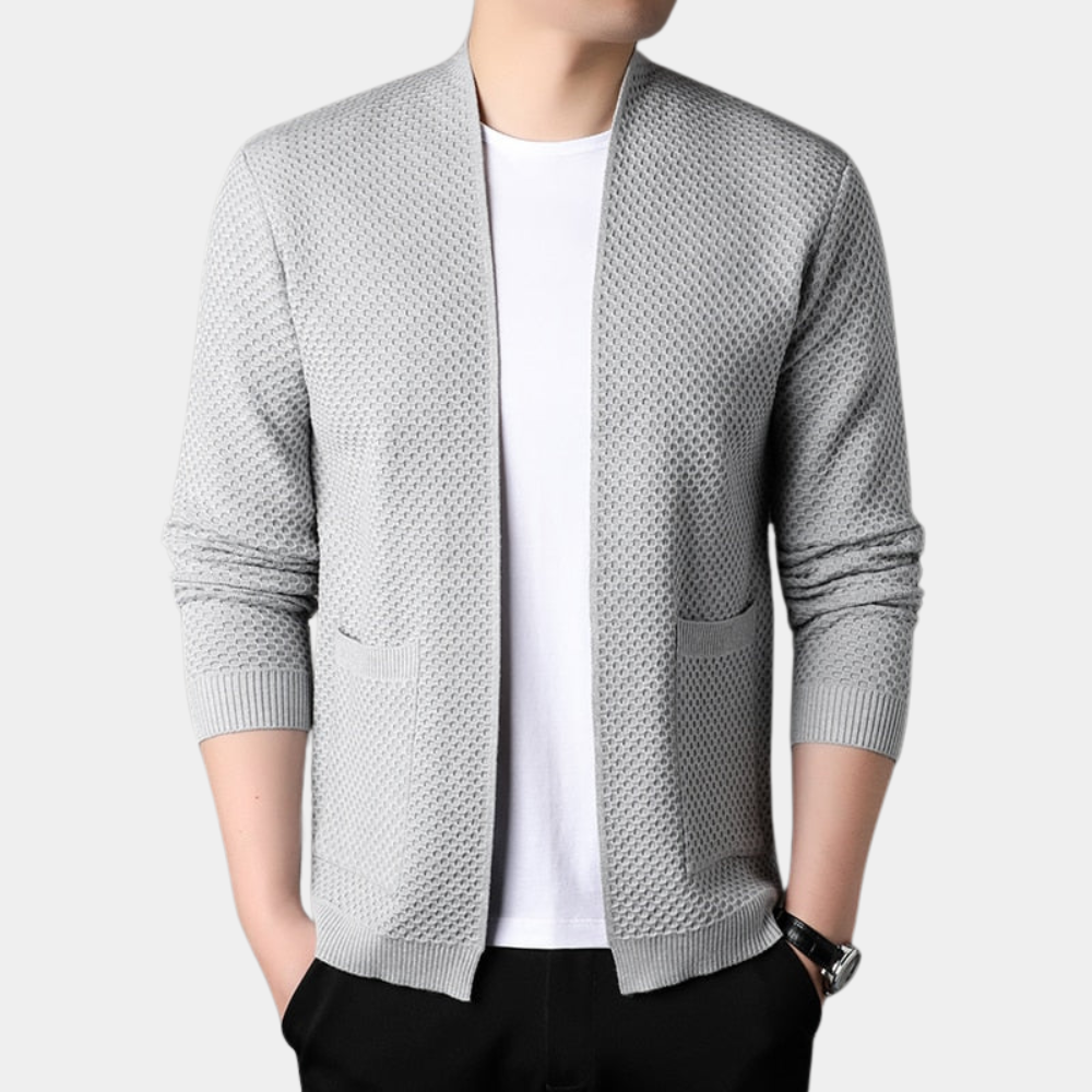 Jesse - Open Knit Cardigan — Grey