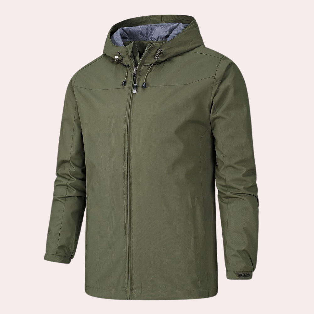Howard - Hooded Zip Windbreaker — Army Green