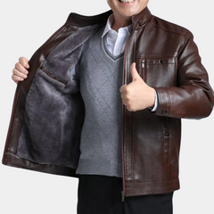 Everett - Classic Leather Zip Jacket — Brown