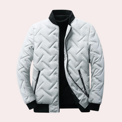 Stanley - Quilted Bomber with Rib Trim — Grey