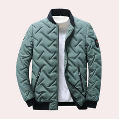 Stanley - Quilted Bomber with Rib Trim — Green