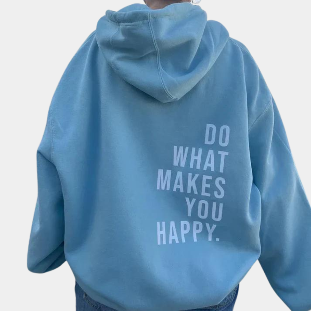 Rebecca - Hoodie with Slogan Print — Blue