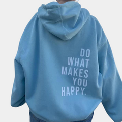 Rebecca - Hoodie with Slogan Print — Blue