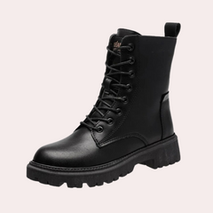 Belinda - Black Lace up Zip Boots