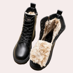 Belinda - Black Lace up Zip Boots