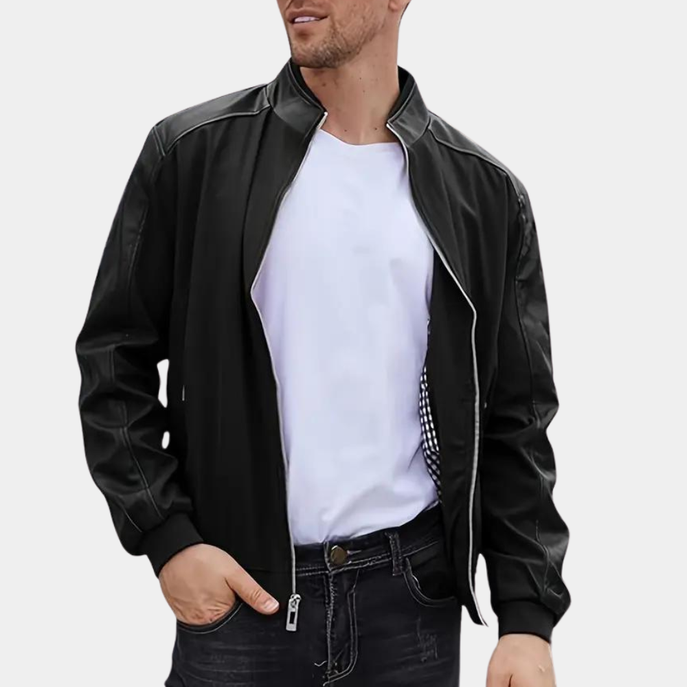 Morgan - Bomber with Check Lining — Black