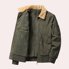 Travis - Bomber with Sherpa Collar — Army green