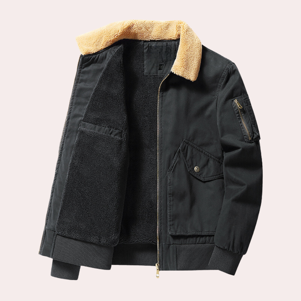Travis - Bomber with Sherpa Collar — Dark blue