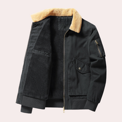 Travis - Bomber with Sherpa Collar — Dark blue