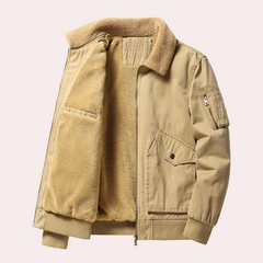 Travis - Bomber with Sherpa Collar — Khaki