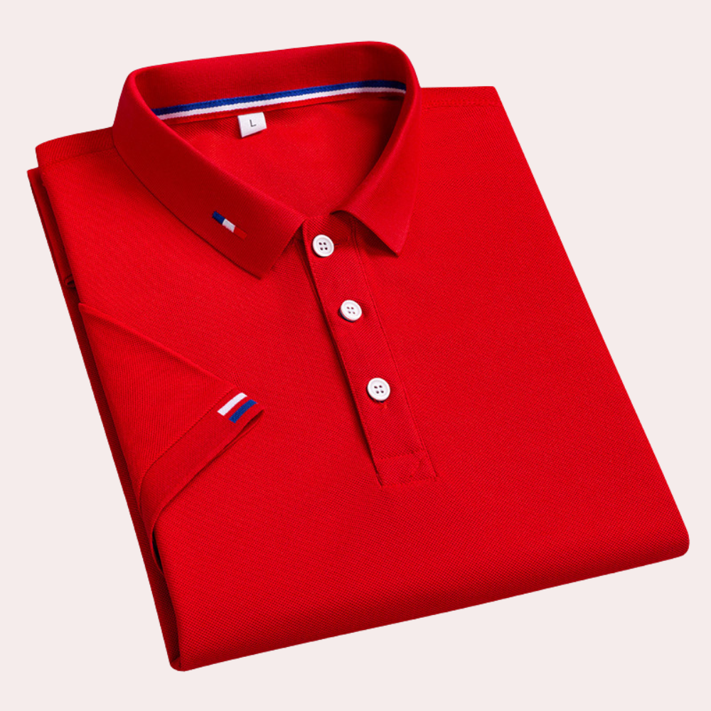 Sylvester - Polo Shirt with Stripe Placket — Red
