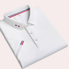 Sylvester - Polo Shirt with Stripe Placket — White
