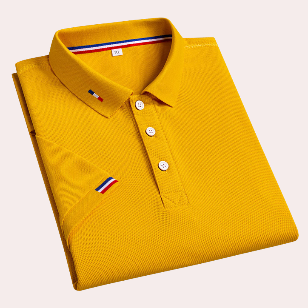 Sylvester - Polo Shirt with Stripe Placket — Yellow