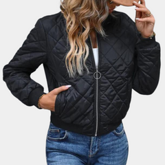 Sandra - Quilted Bomber Jacket — Black