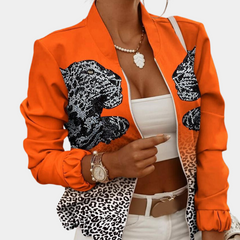 Danielle - Floral Print Bomber Jacket — Orange