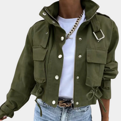 Aurora - Abstract Print Fleece Jacket — Army green