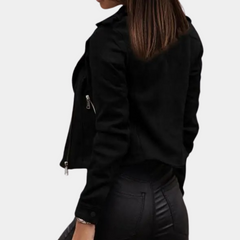 Beatrice - Cropped Suede Biker Jacket
