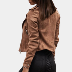 Beatrice - Cropped Suede Biker Jacket