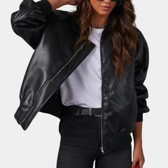 Cecily - Soft Bomber Jacket — Black