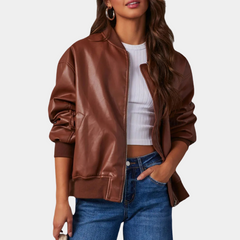 Cecily - Soft Bomber Jacket — Brown