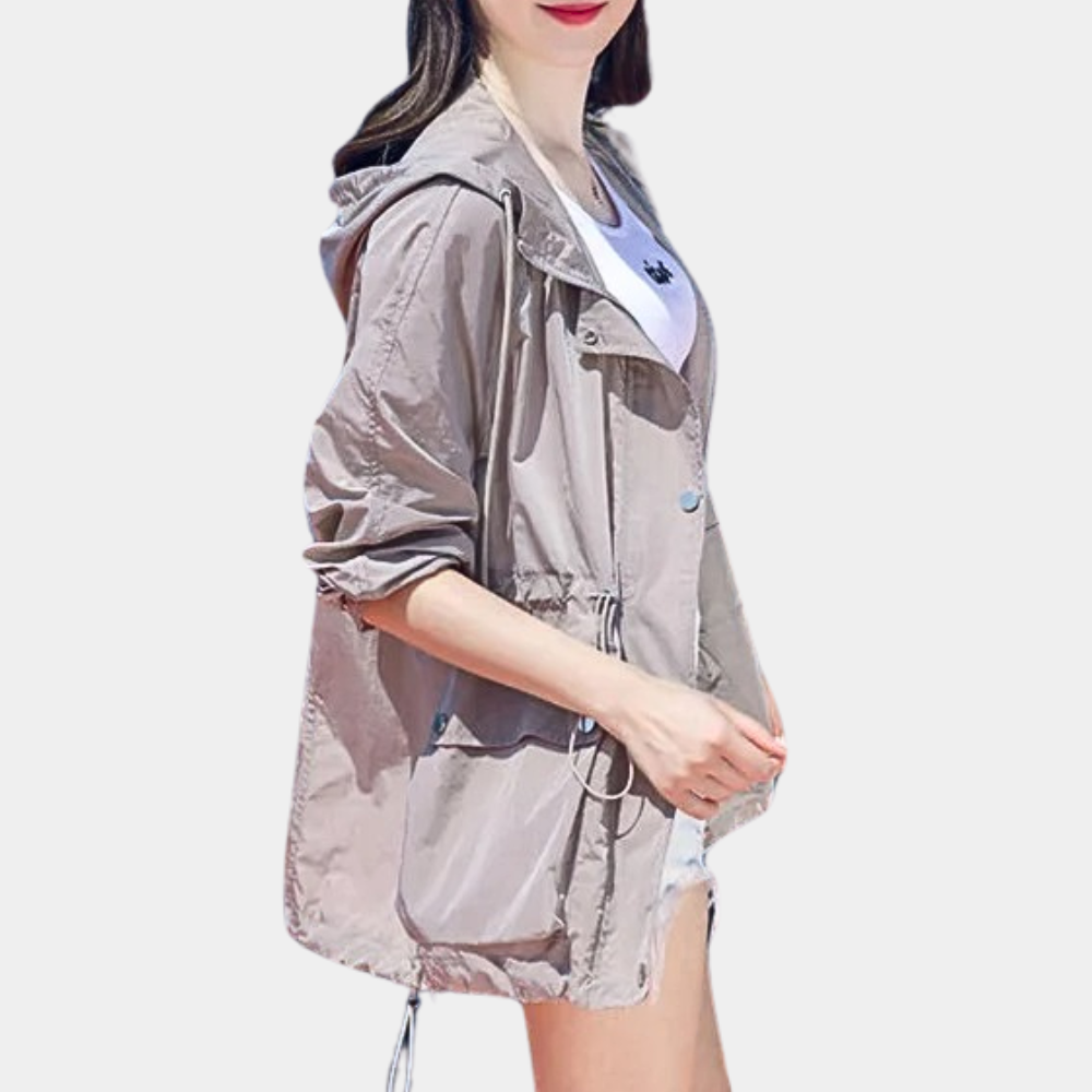 Genevieve - Lightweight Hooded Windbreaker — Grey