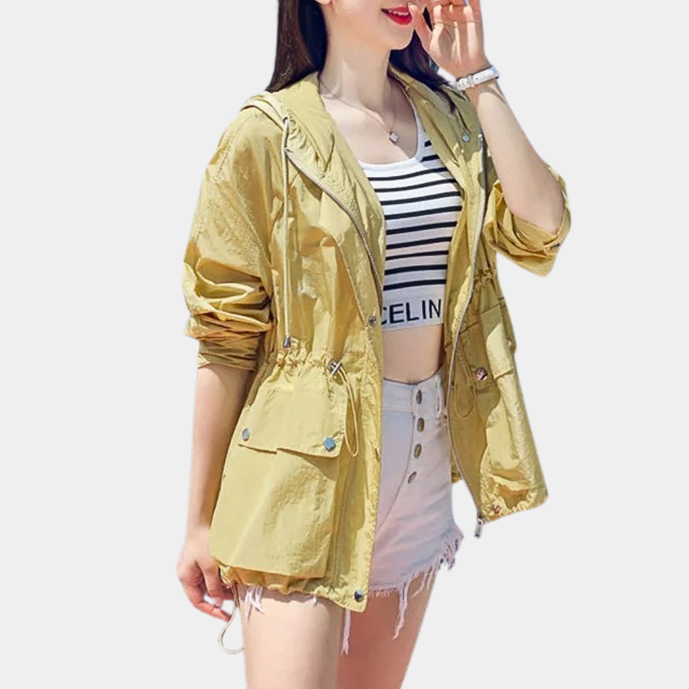 Genevieve - Lightweight Hooded Windbreaker — Yellow