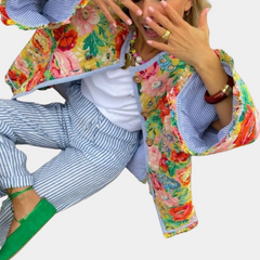 Renata - Geometric Print Bomber — Flower
