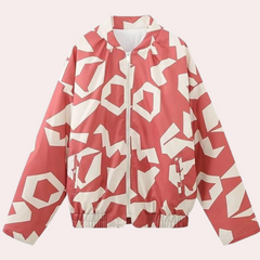 Renata - Geometric Print Bomber — Red