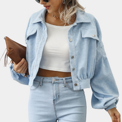 Coralie - Cropped Corduroy Jacket — Blue