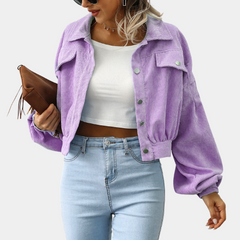 Coralie - Cropped Corduroy Jacket — Purple