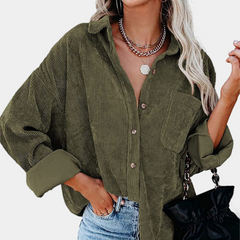 Miranda - Oversized Corduroy Shirt — Army green