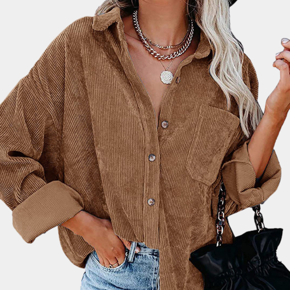 Miranda - Oversized Corduroy Shirt — Brown