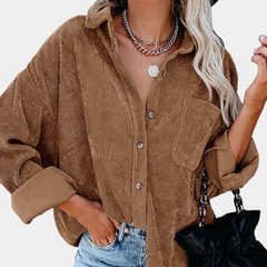 Miranda - Oversized Corduroy Shirt — Brown
