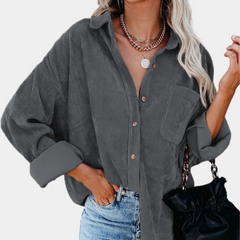 Miranda - Oversized Corduroy Shirt — Grey