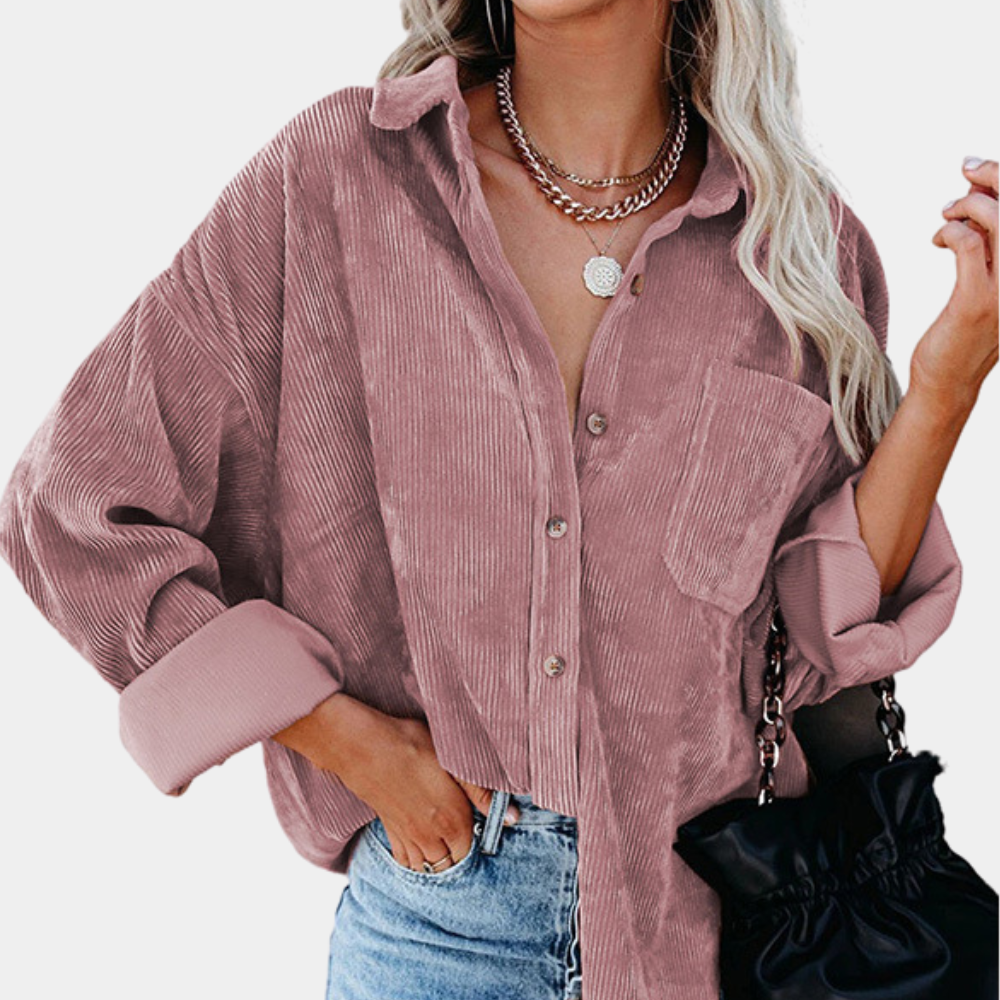 Miranda - Oversized Corduroy Shirt — Pink
