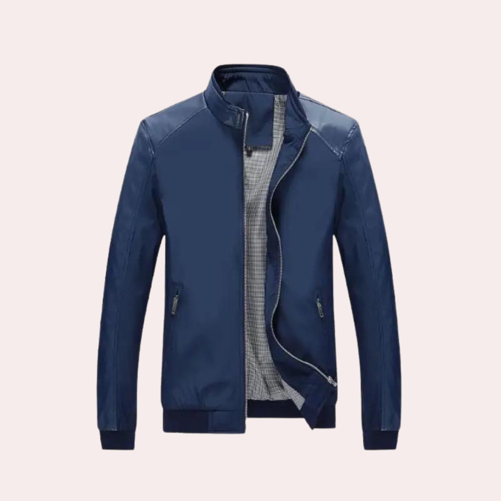 Desmond - Stand Collar Casual Jacket — Blue
