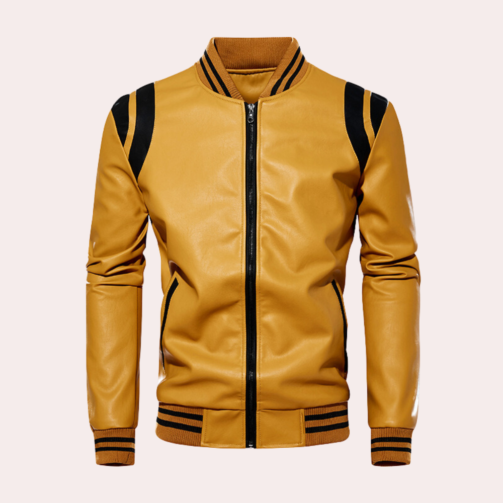 Graham - Varsity Leather Bomber — Yellow