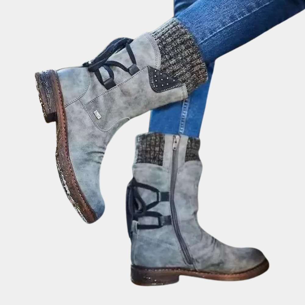 Merryn - Knit Cuff Mid Boots — Grey