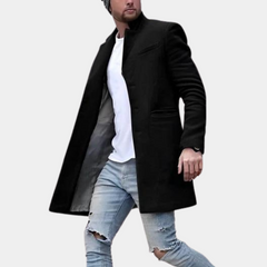 Clayton - Long Wool Coat with Lapels — Black