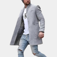 Clayton - Long Wool Coat with Lapels — Grey