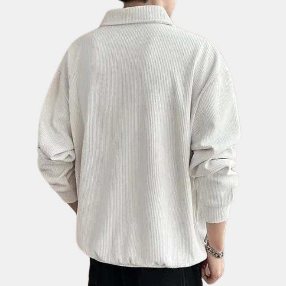 Jonathan - Ribbed Half Zip Polo Jumper