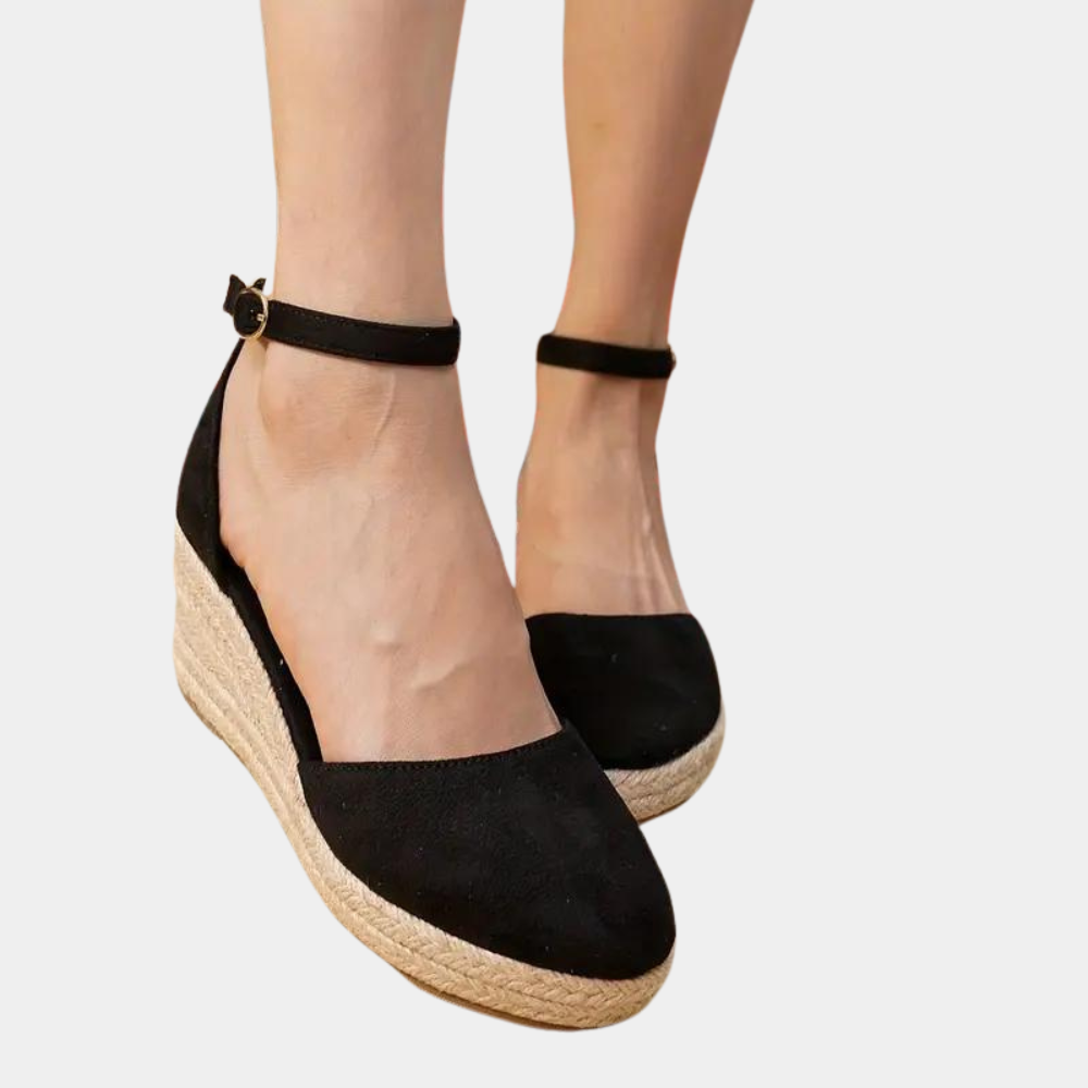 Cecilia - Espadrille Wedge Heels — Black