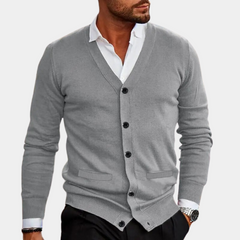 Francis - V Neck Button Cardigan — Grey