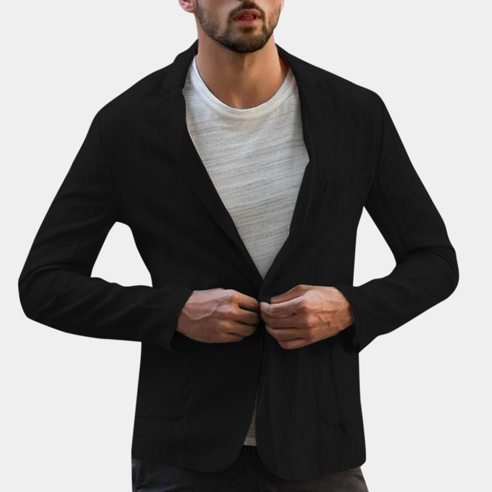 Cedric - Unlined Linen Blazer — Black