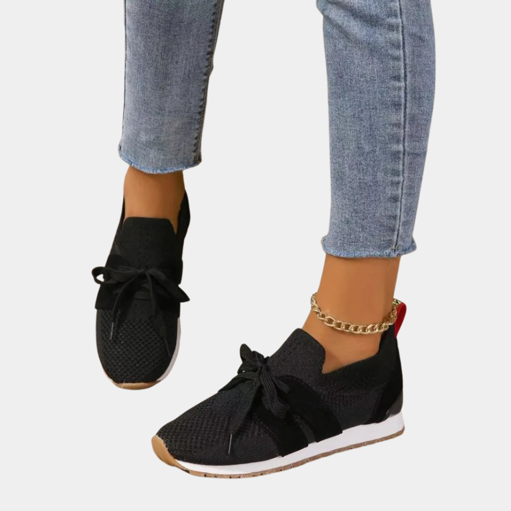 Marina - Knit Wedge Sneakers — Black